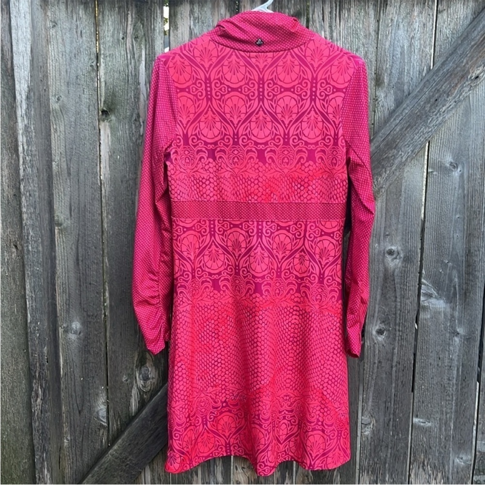 Prana Stretch Zip Neckline Multi Pattern Ruched L… - image 2